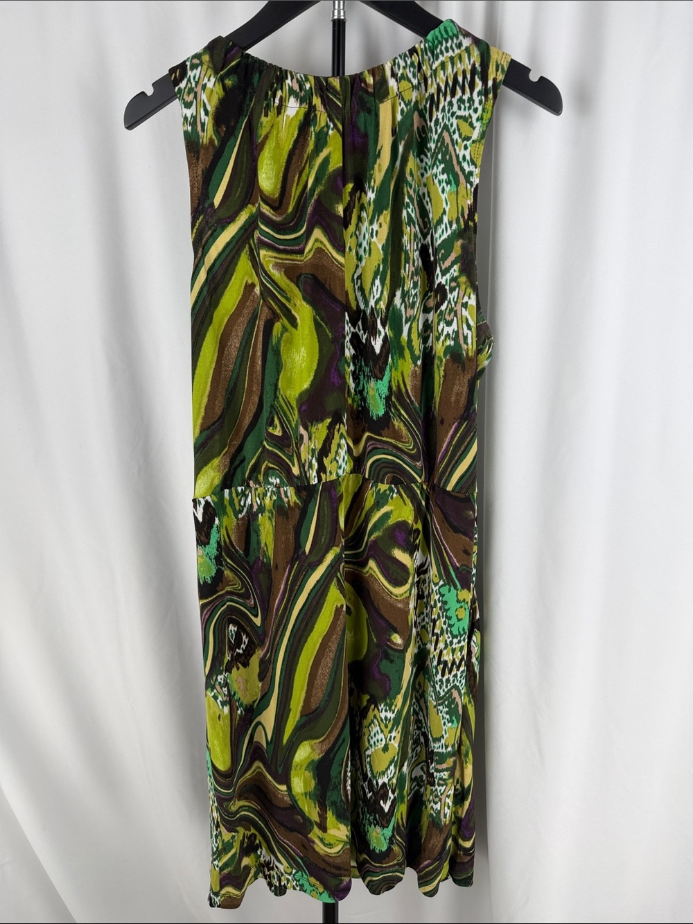 Rabbit Rabbit Rabbit Green & Brown Patterned Ruffle-Front Midi Dress - Picture 4 of 8